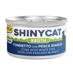 Gimcat Konserve Kedi Maması Shinycat Broth (Sos içinde) Tuna with White Fish 70 gr - Beyaz Balıklı Ton Balığı