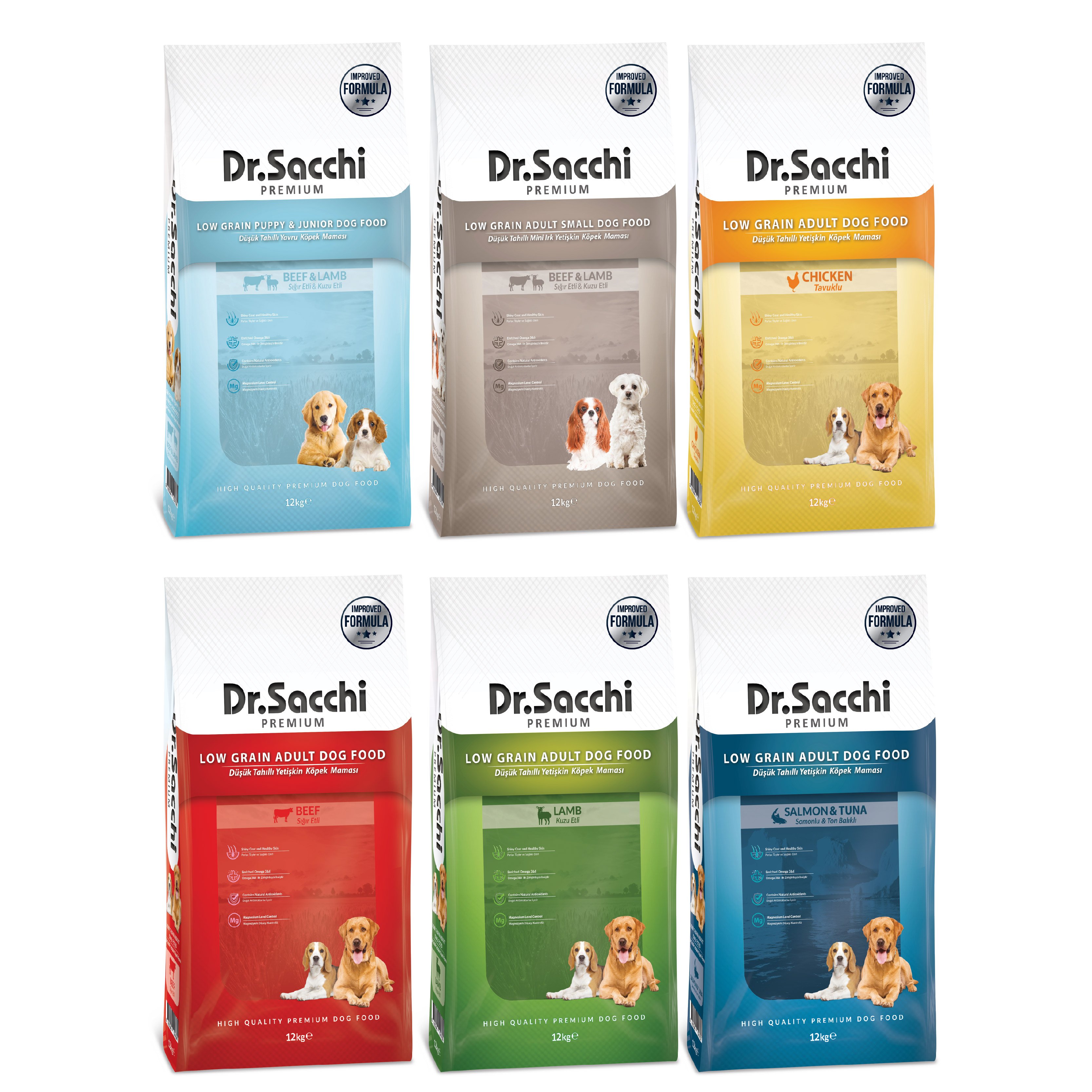 Dr.sacchi Köpek Maması Mix 12 kg (6 çeşit 10'ar adet=60 adet)