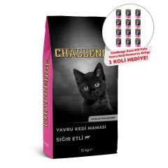 Challenge Sığır Etli Yavru Kedi Maması 15 Kg +Challenge Pate Kuzu Etli Yavru Kedi Konservesi 400 gr x12 Adet Hediyeli!