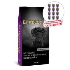 Challenge Kuzu Etli Büyük Irk Yavru Köpek Maması 15 Kg + Challenge Pate Kuzu Etli Yavru Köpek Konservesi 400 gr x12 Hediyeli!
