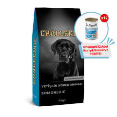 Challenge Somonlu Yetişkin Köpek Maması 15 Kg + 12 Adet Dr.Sacchi 400gr Karışık Konserve Hediye!