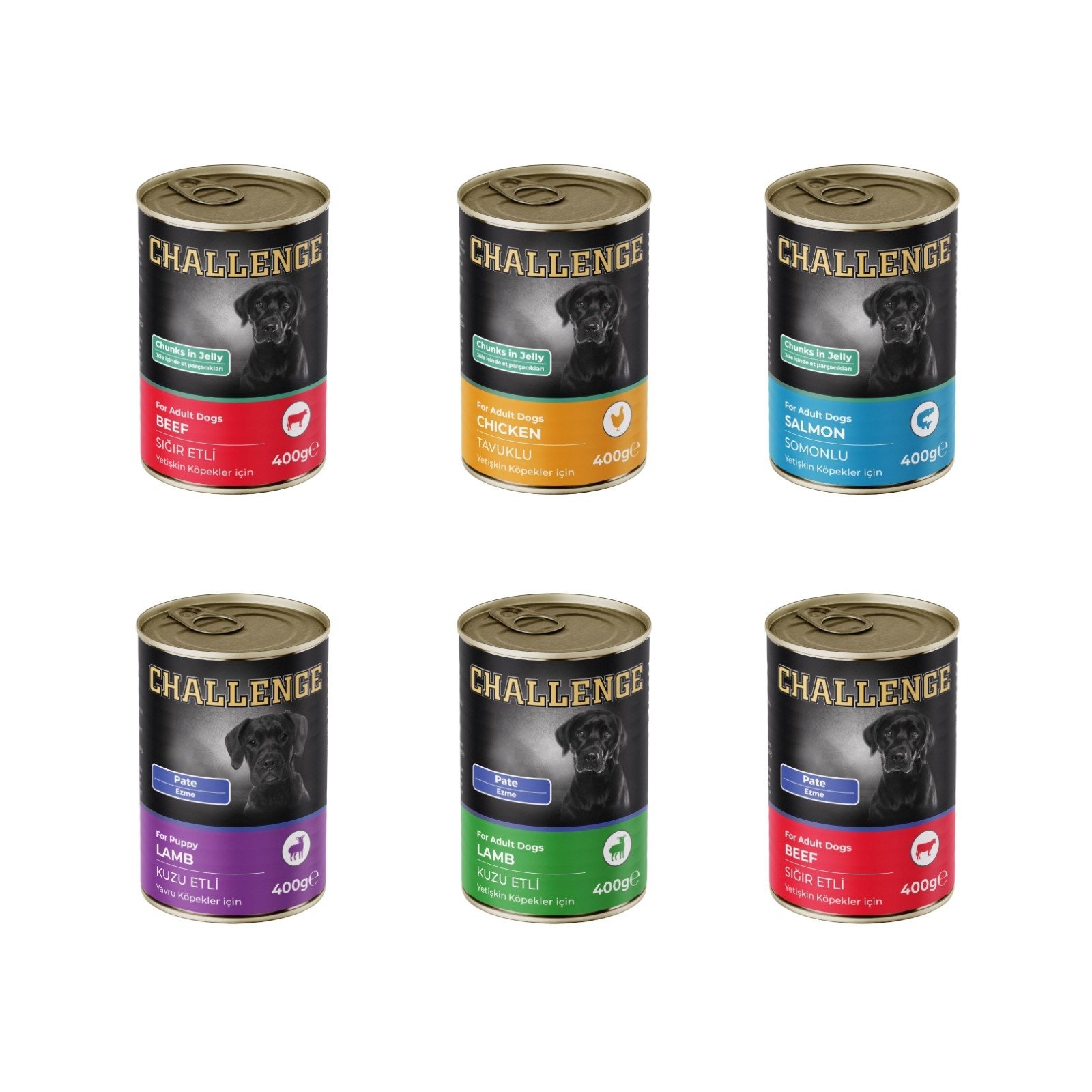 Challenge Köpek Konserve Karışık 400gr Palet (1728 adet= 1 Palet)