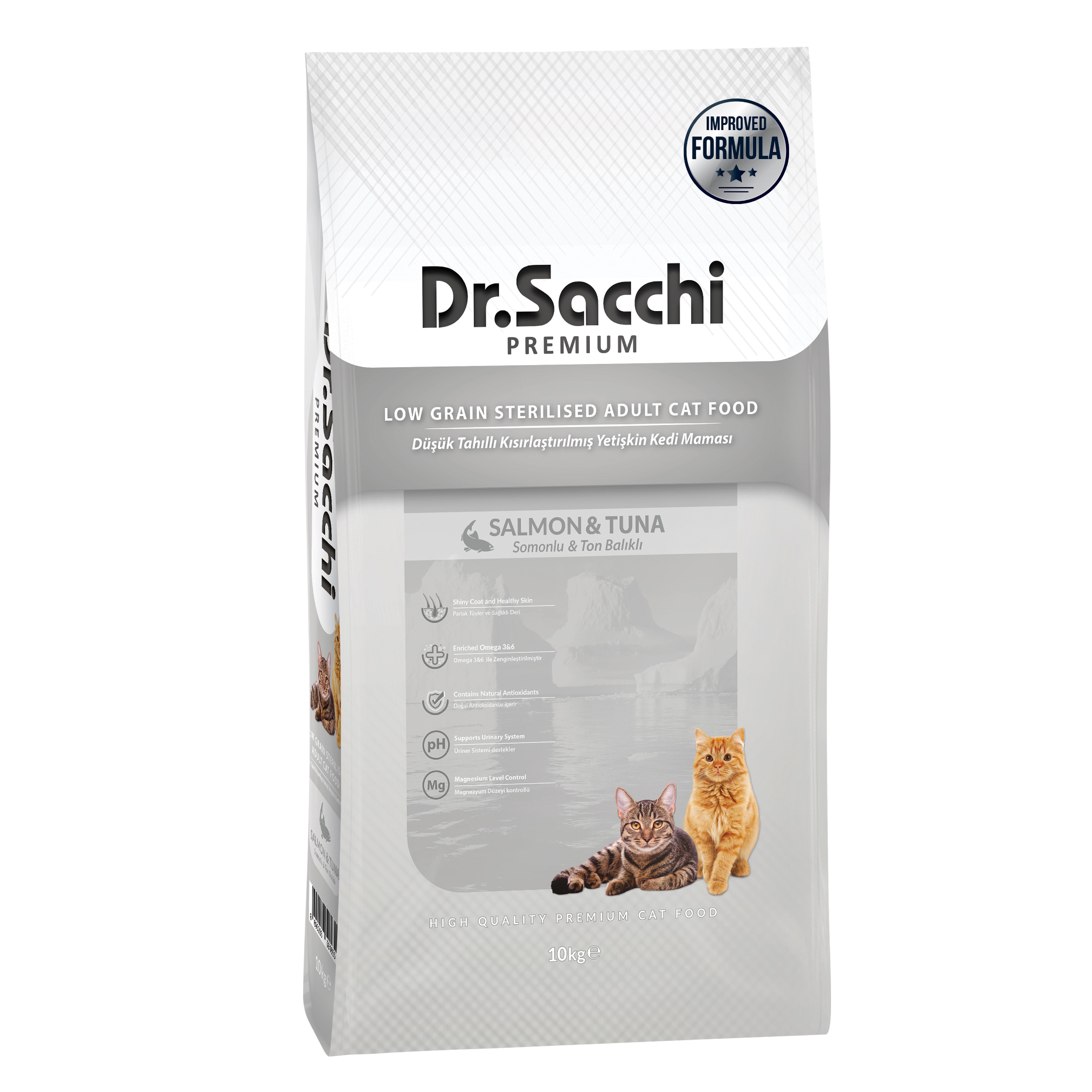 Dr.Sacchi Premium Düşük Tahıllı Kısır Kedi Maması 10Kg