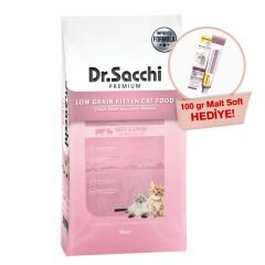 Dr.Sacchi Premium Düşük Tahıllı Yavru Kedi Maması 10Kg+GimCat Malt Soft Extra 100 gr Hediyeli