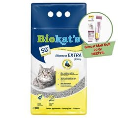 Biokat's Kedi Kumu Bianco Extra 10 Lt 75.29+ GimCat Malt Soft Extra 20 gr Hediye!