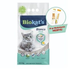 Biokat's Kedi Kumu Bianco Fresh 5 Lt + Gimcat Multivitamin 20 Gr Hediye!