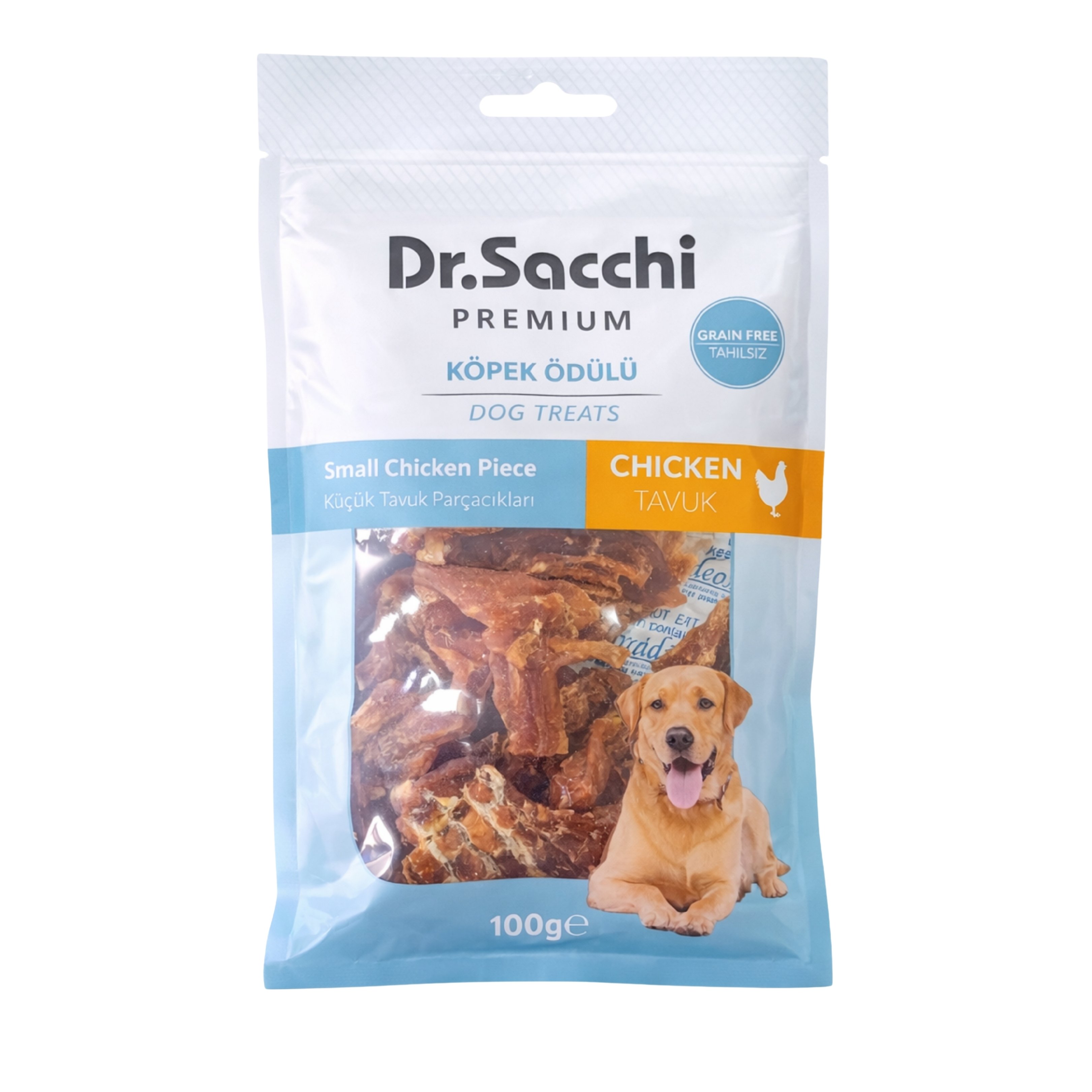 Dr.Sacchi Premium Küçük Tavuk Parçacıklı Tahılsız Köpek Ödülü 100 Gr