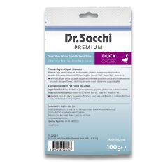 Dr.Sacchi Premium Ördek Sargılı Beyaz Sığır Derisi Burgu Çubuk Tahılsız Köpek Ödülü 5'' 10'lu 100 Gr