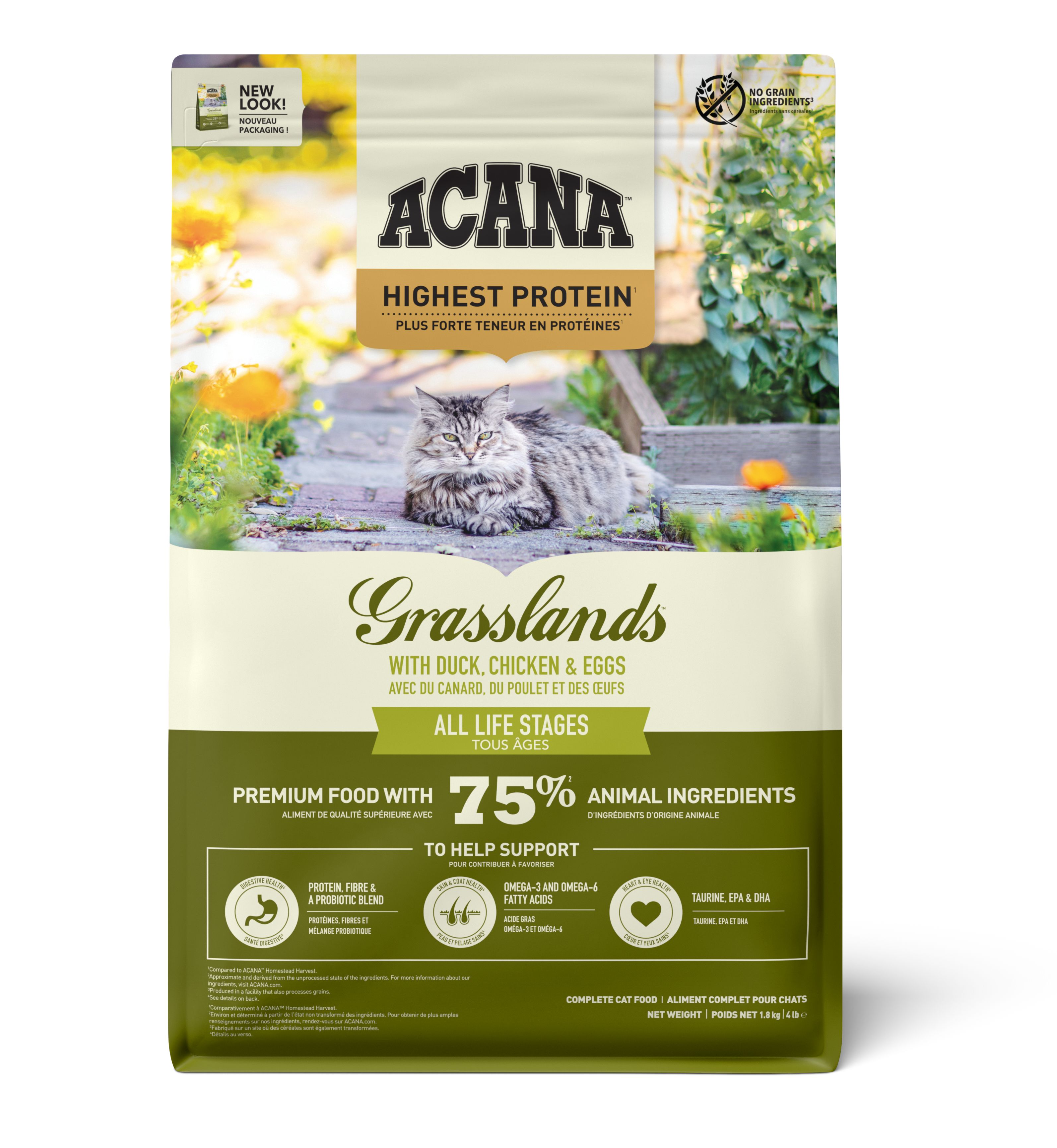 ACANA Grasslands Highest Protein (Yüksek Protein) Kedi Maması 1,8kg - Tüm ırk ve yaşam evreleri için