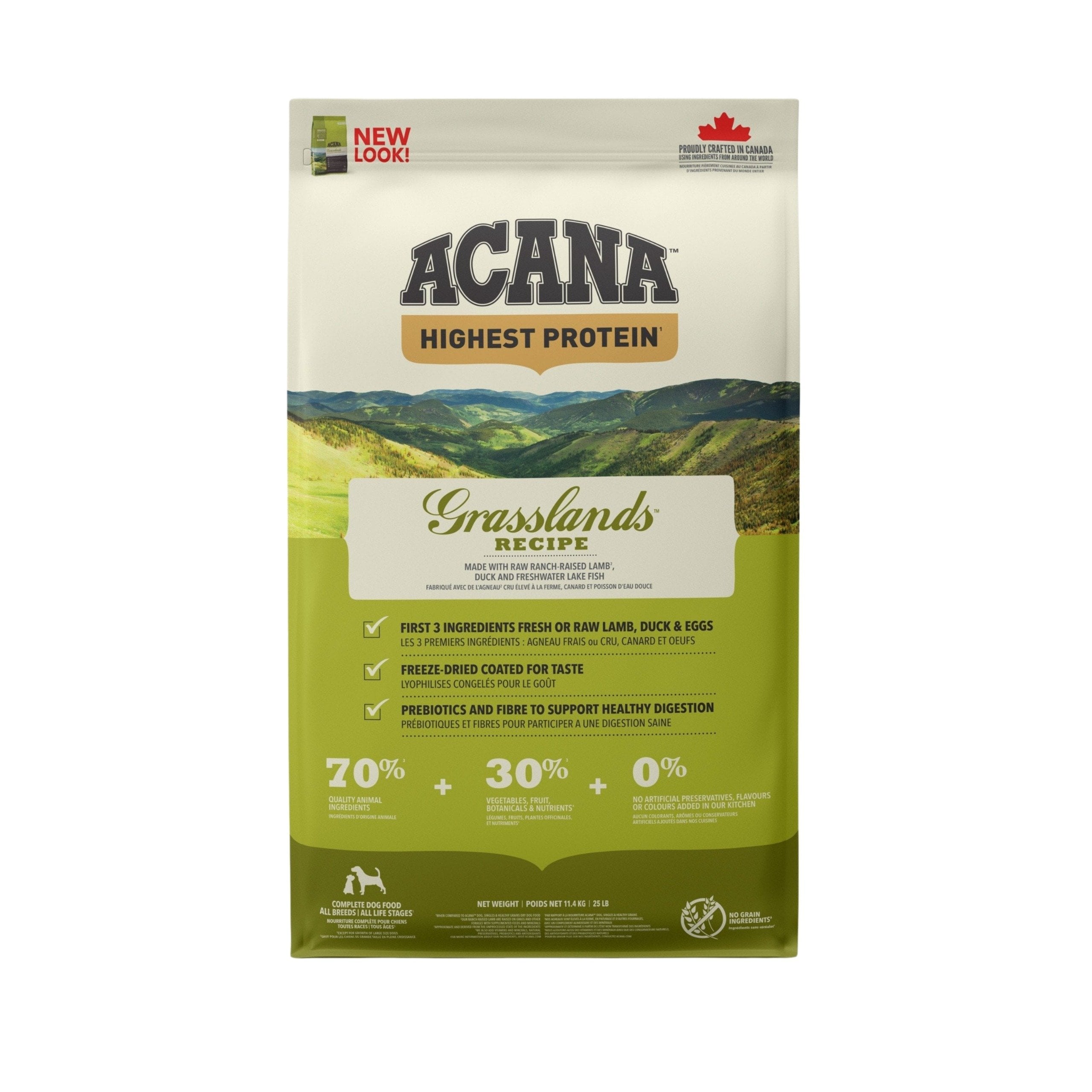 ACANA Highest Protein (Yüksek Protein)  Grasslands Köpek Maması 11,4kg - Tüm ırk ve yaşam evreleri için