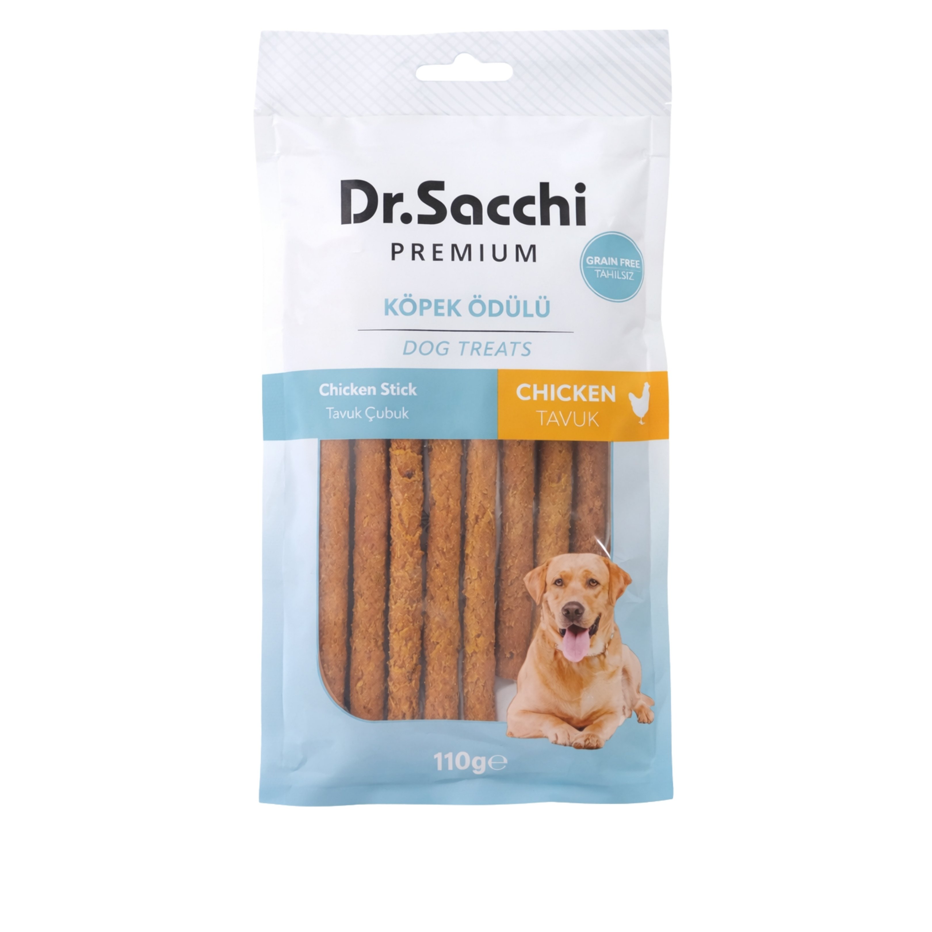 Dr.Sacchi Premium Tavuklu Çubuk Tahılsız Köpek Ödülü 5'' 10'lu 110 Gr