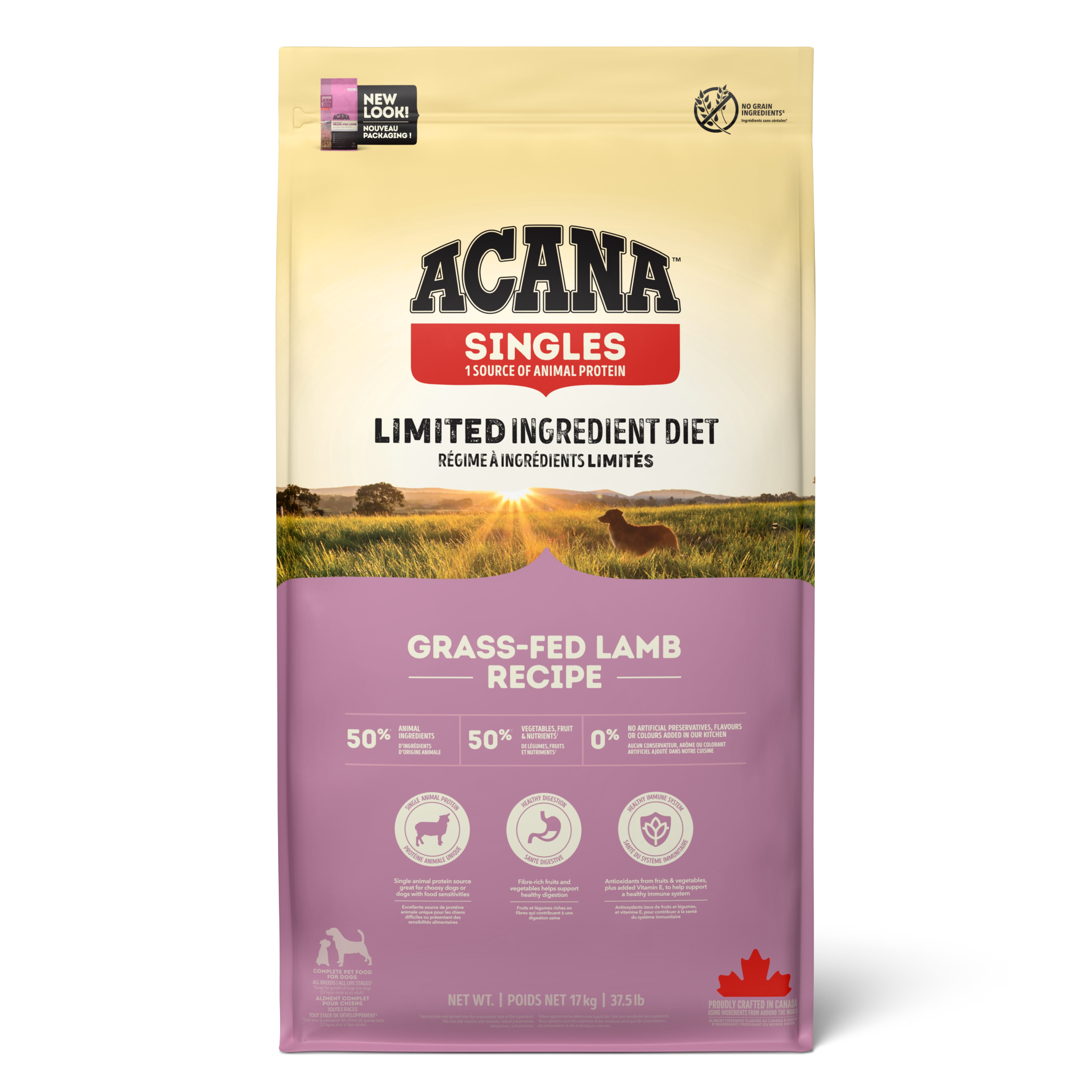 ACANA Singles - Grass-Fed Lamb Köpek Maması 17kg - Tüm ırk ve yaşam evreleri için