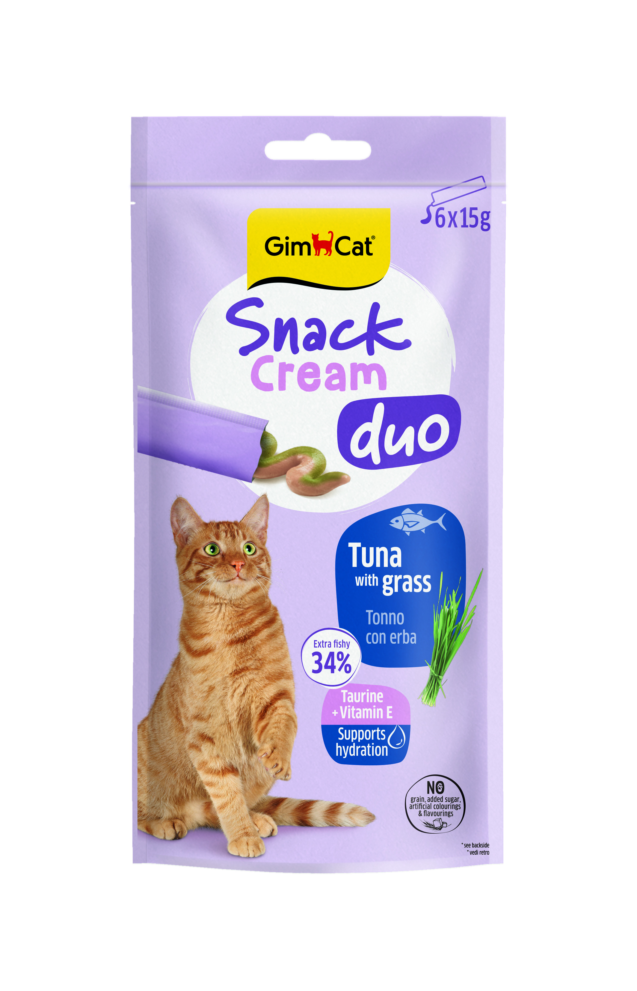 Gimcat Snack Cream Duo Ton Balıklı & Kedi Otlu Kedi Ödülü 6x15gr