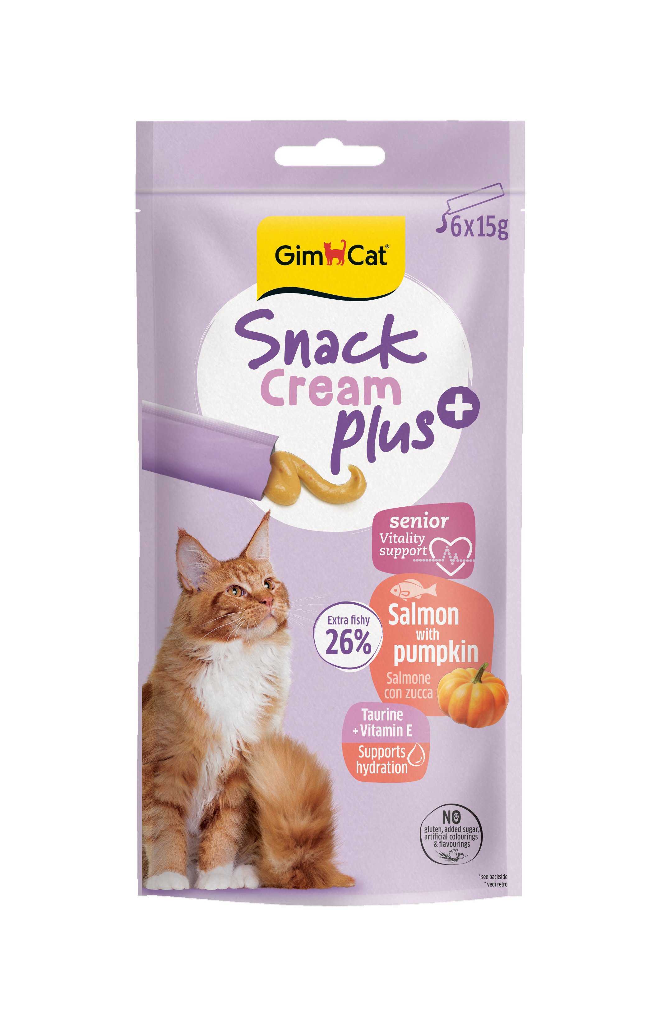 Gimcat Snack Cream Senior Salmon & Pumpkin Kedi Ödülü 6x15gr