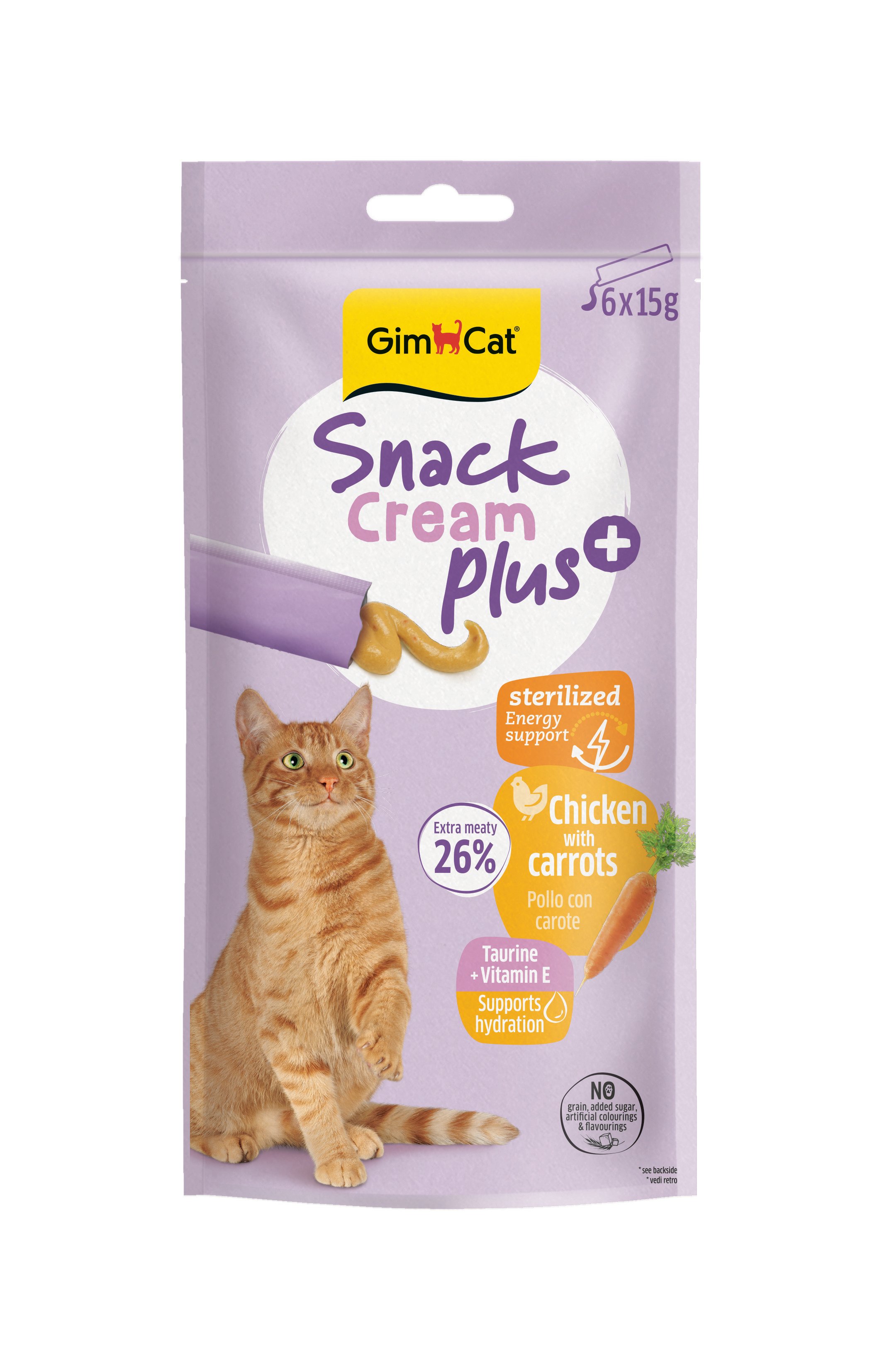 Gimcat Snack Cream Sterilised Chicken & Carrots Kedi Ödülü 6x15gr