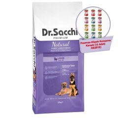 Dr. Sacchi Puppy Large Lamb Büyük Irk Yavru Köpek Maması 15kg+ Pawmas Köpek Konserve Karışık 12'li Hediyeli!