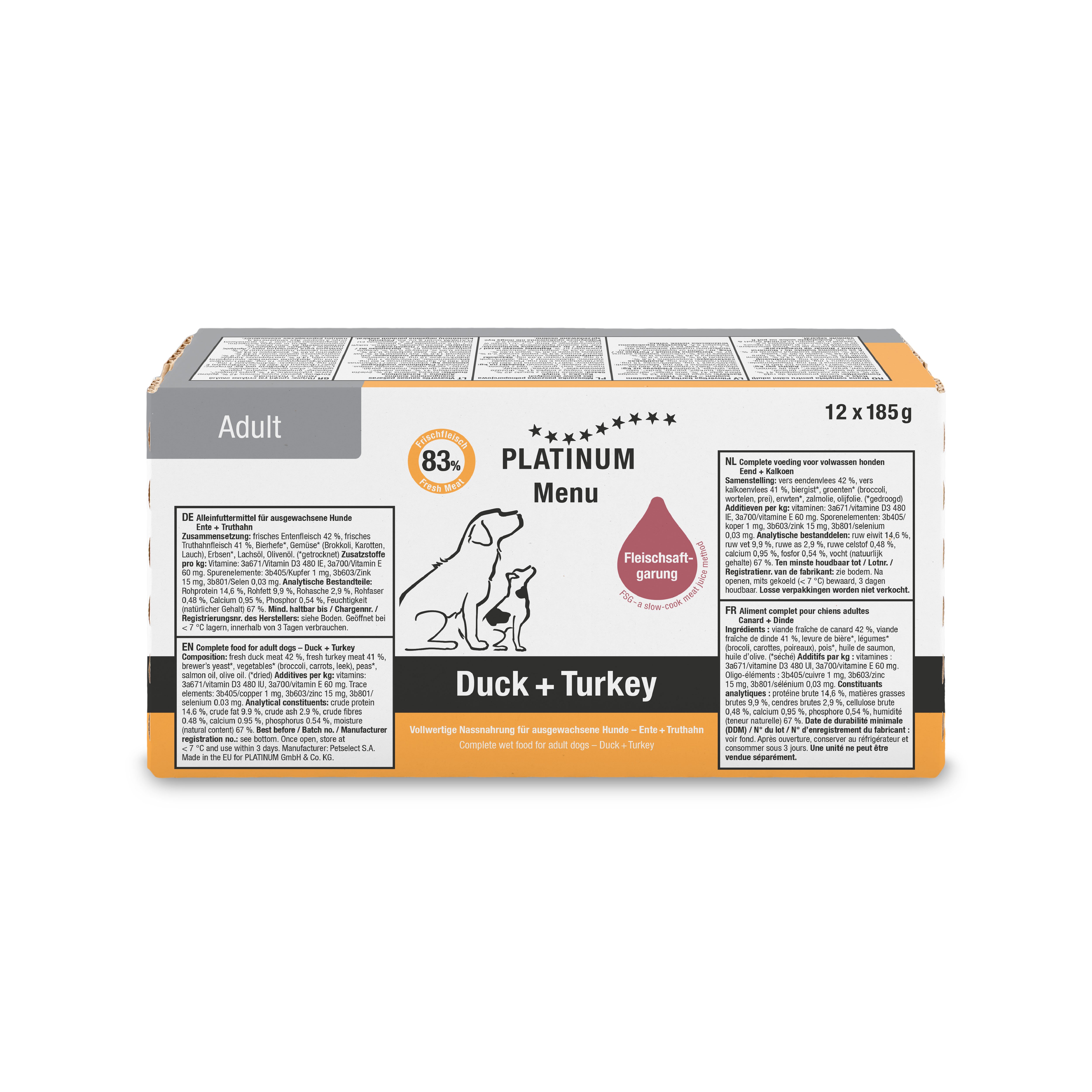 Platinum Ördekli ve Hindili Yaş Köpek Maması 185gr