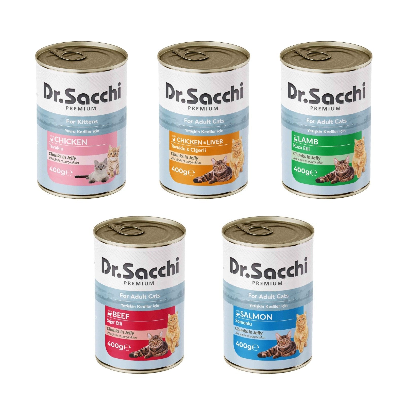 Dr.Sacchi Kedi Konserve Karışık 400gr Palet (1716 adet= 1 Palet)