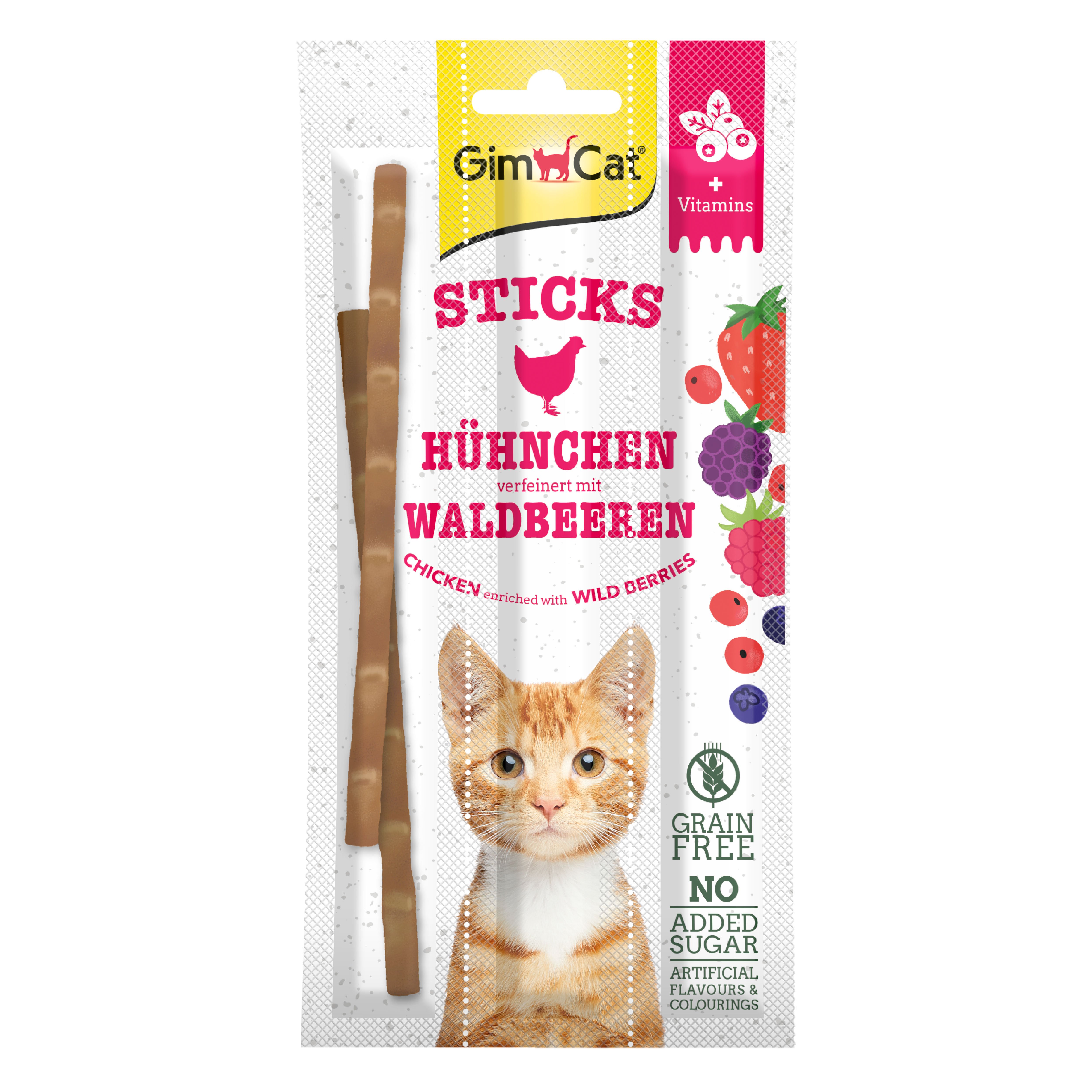 Gimcat Sticks Tavuklu & Yabani Meyveli Kedi Ödül Çubuğu 15 gr, 3lü