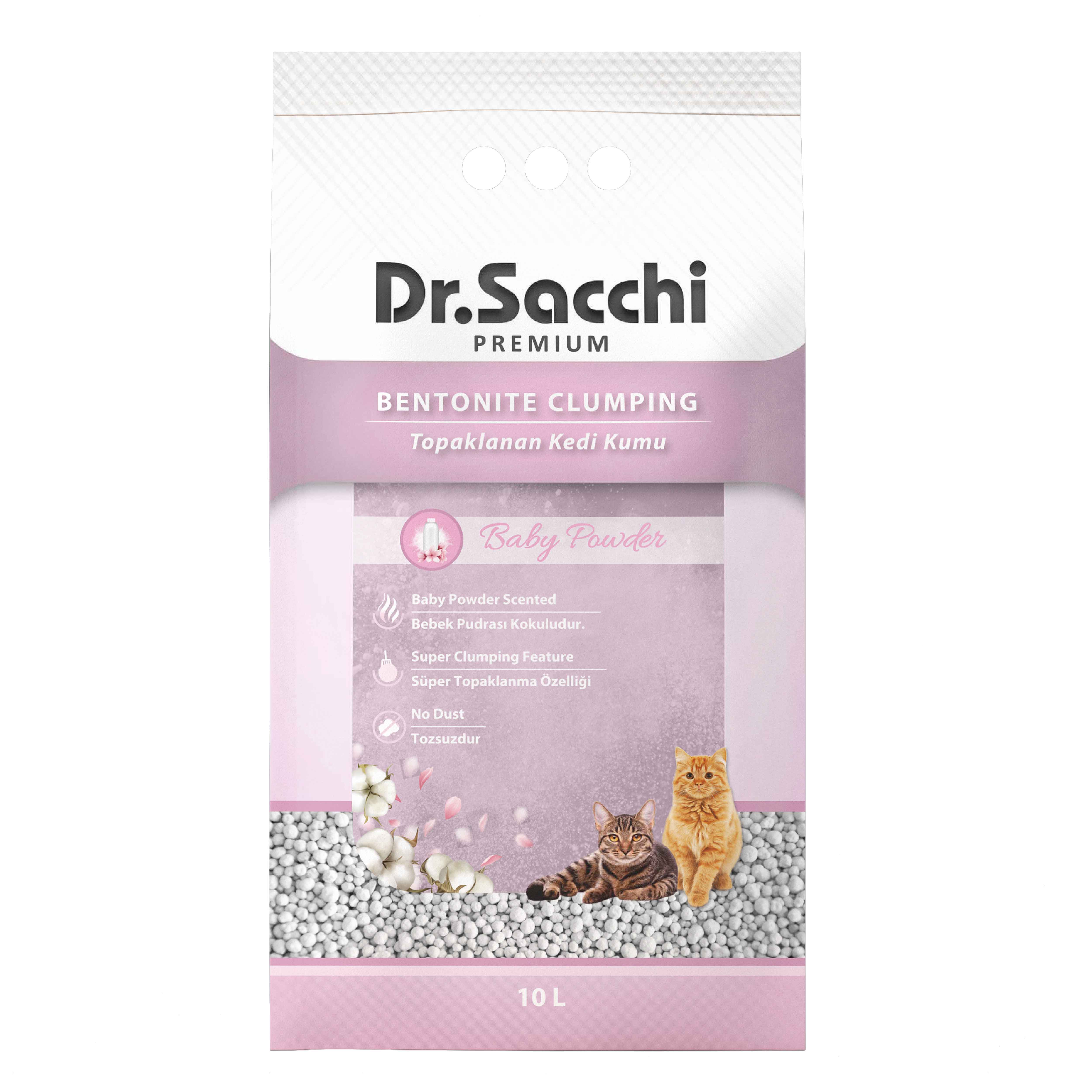 Dr.Sacchi Bebek Pudrası Kokulu Bentonit Kedi Kumu 10 Lt