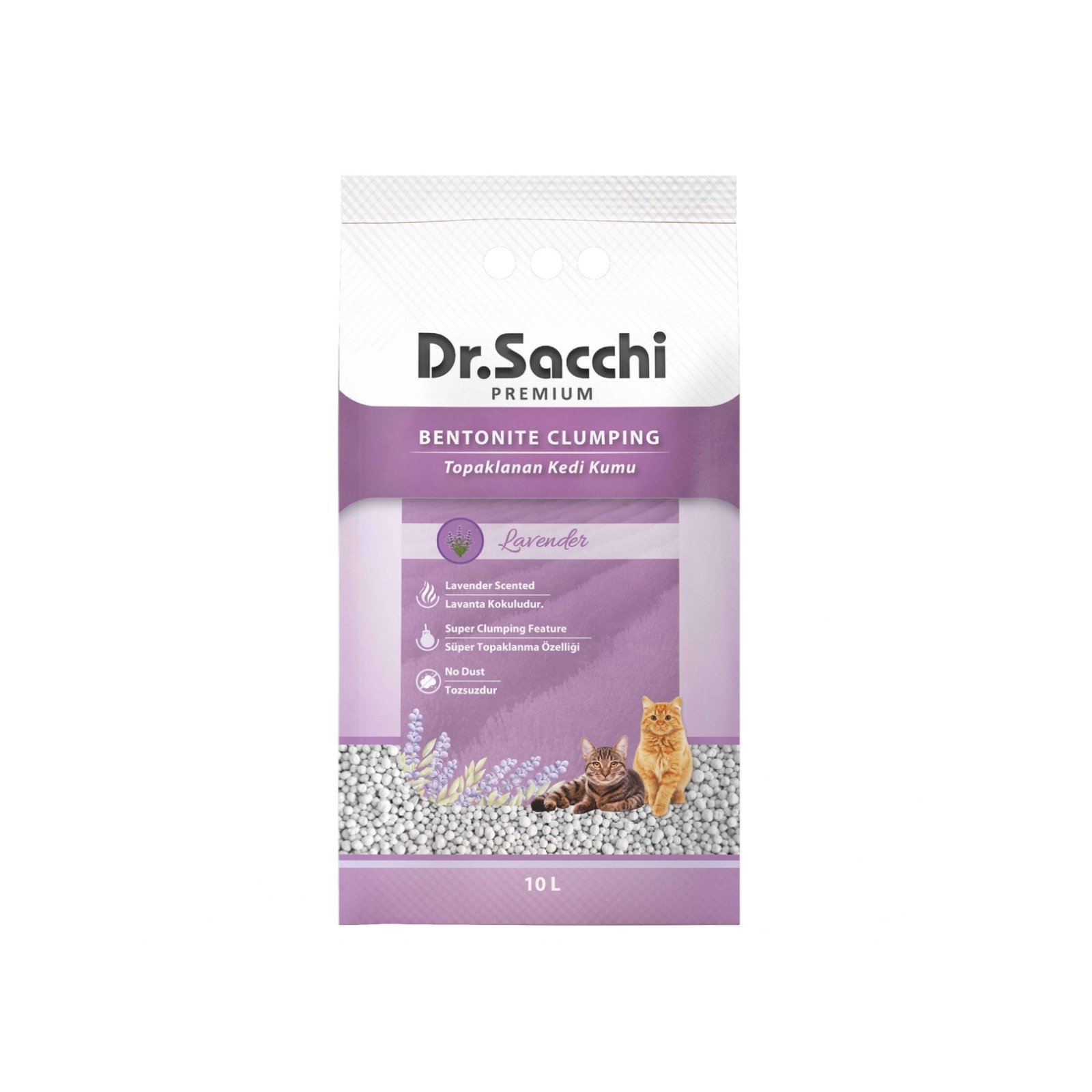 Dr.Sacchi Lavanta Kokulu Bentonit Kedi Kumu 10 Lt