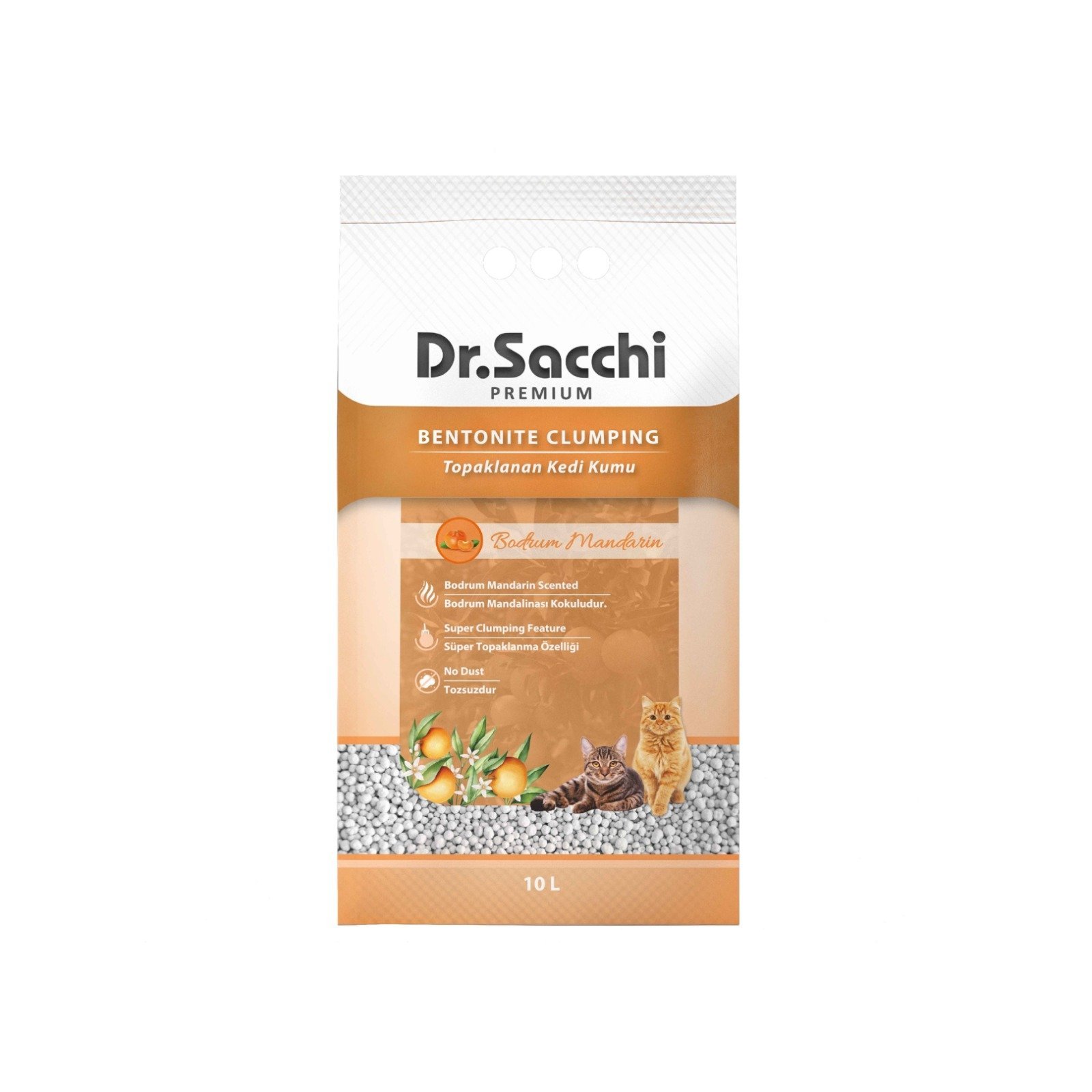 Dr.Sacchi Bodrum Mandalinası Kokulu Bentonit Kedi Kumu 10 Lt