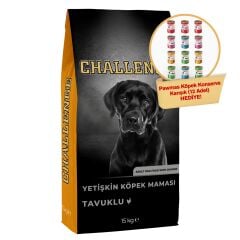 Challenge Tavuklu Yetişkin Köpek Maması 15 Kg + Pawmas Köpek Konserve Karışık 12'li Hediyeli!