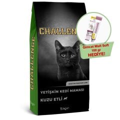 Challenge Kuzu Etli Yetişkin Kedi Maması 15 Kg + GimCat Malt Soft Extra 100 gr Hediye!