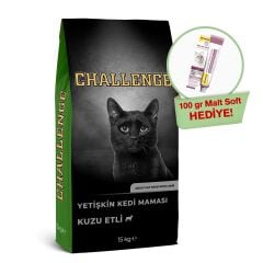 Challenge Kuzu Etli Yetişkin Kedi Maması 15 Kg + Gimcat Malt Soft 100 Gr Hediye!