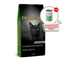 Challenge Kuzu Etli Yetişkin Kedi Maması 15 Kg + 12 Adet Dr.Sacchi 400gr Karışık Konserve Hediye!