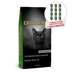 Challenge Kuzu Etli Yetişkin Kedi Maması 15 Kg+Challenge Kuzu Etli Yetişkin Kedi Konservesi 400 gr x 12 Adet Hediyeli!