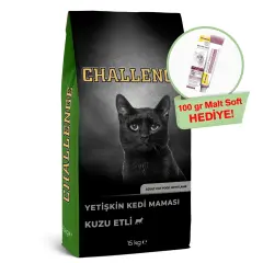 Challenge Kuzu Etli Yetişkin Kedi Maması 15 Kg + GimCat Malt Soft Extra 100 gr Hediyeli!