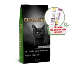 Challenge Kuzu Etli Yetişkin Kedi Maması 15 Kg + GimCat Malt Soft Extra 100 gr Hediye!