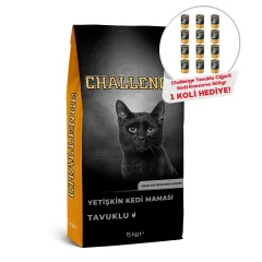 Challenge Tavuk Etli Yetişkin Kedi Maması 15 Kg+Challenge Tavuklu Ciğerli Yetişkin Kedi Konservesi 400 gr x 12 Adet Hediyeli!