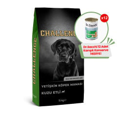 Challenge Kuzulu Yetişkin Köpek Maması 15 Kg + 12 Adet Dr.Sacchi 400gr Karışık Konserve Hediye!