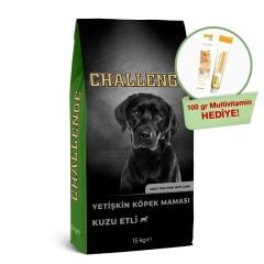 Challenge Kuzulu Yetişkin Köpek Maması 15 Kg+GimCat Multivitamin 100 gr Hediyeli!