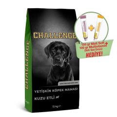 Challenge Kuzulu Yetişkin Köpek Maması 15 Kg +GimCat Malt Soft Extra 100 gr + GimCat Multivitamin 100 gr 2'li Set Ürün Hediye!