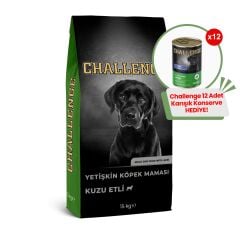 Challenge Kuzulu Yetişkin Köpek Maması 15 Kg + 12 Adet Challenge 400gr Karışık Konserve Hediye!