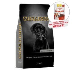 Challenge Kuzu Etli Yetişkin Köpek Maması 1,5 Kg+Gimdog Charlies Jerkies Sığır Etli Köpek Ödülü 70Gr Hediyeli!