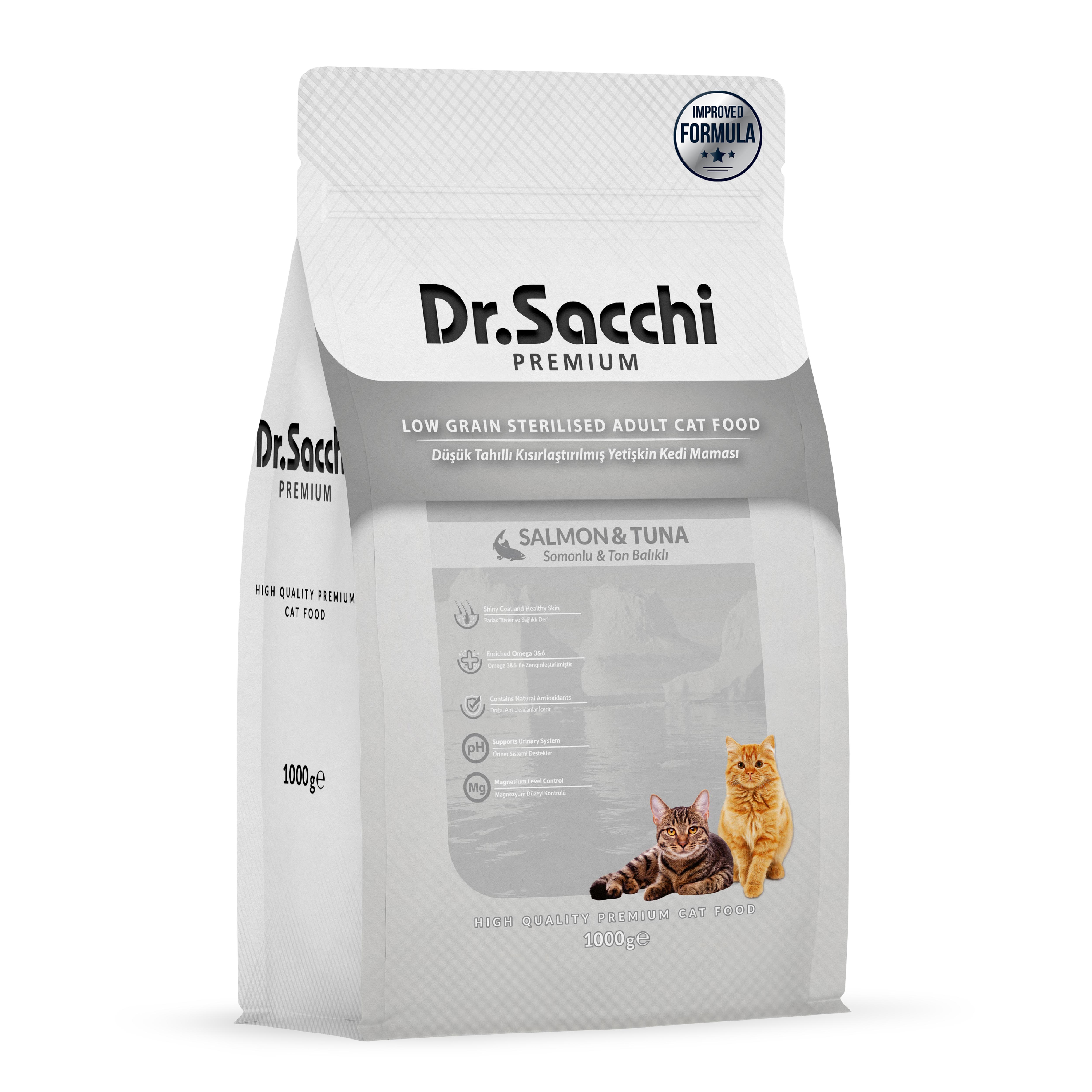 Dr.Sacchi  Premıum Düşük Tahıllı Somonlu Ve Ton Balıklı Kısırlaştırılmış Kedi Maması 1 Kg