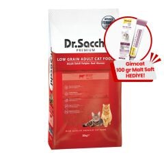 Dr.Sacchi  Düşük Tahıllı Sığır Etli Yetişkin Kedi Maması 10kg + GimCat Malt Soft Extra 100 gr Hediye!