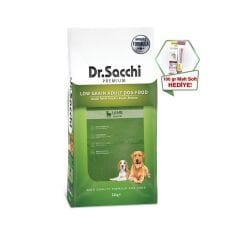 Dr.Sacchi Düşük Tahıllı Kuzu Etli Yetişkin  Köpek Maması 12kg + GimCat Malt Soft Extra 100 gr Hediye!
